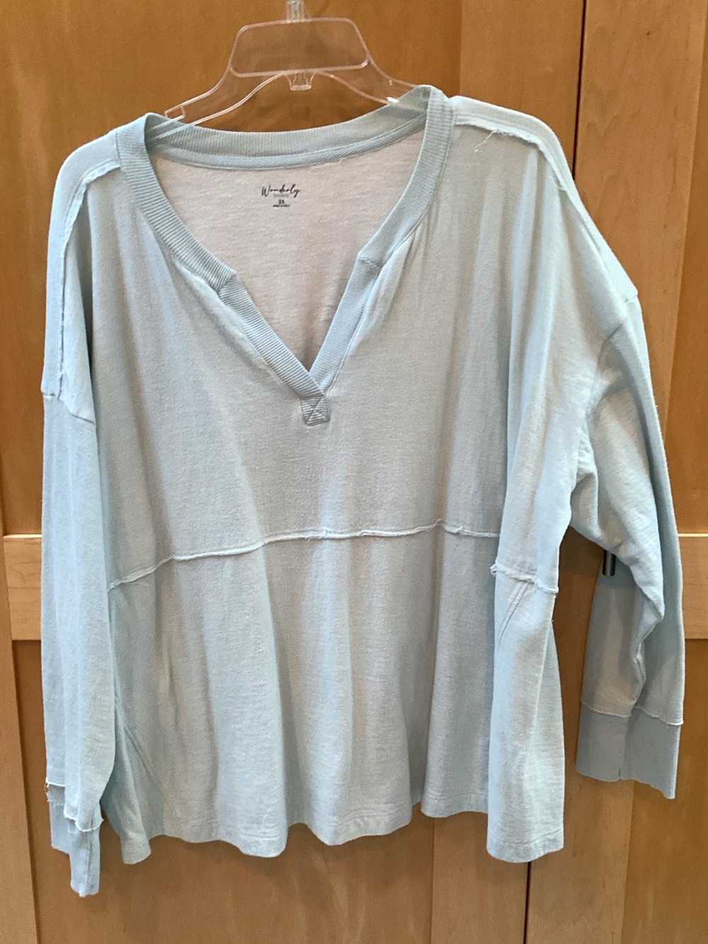 Wonderly Pale Blue V-Neck Long Sleeve Top